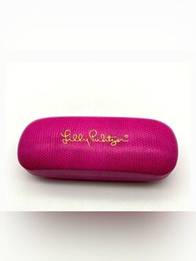 Lilly Pulitzer Eyeglass Case Pink Snakeskin Print Gold Lettering
